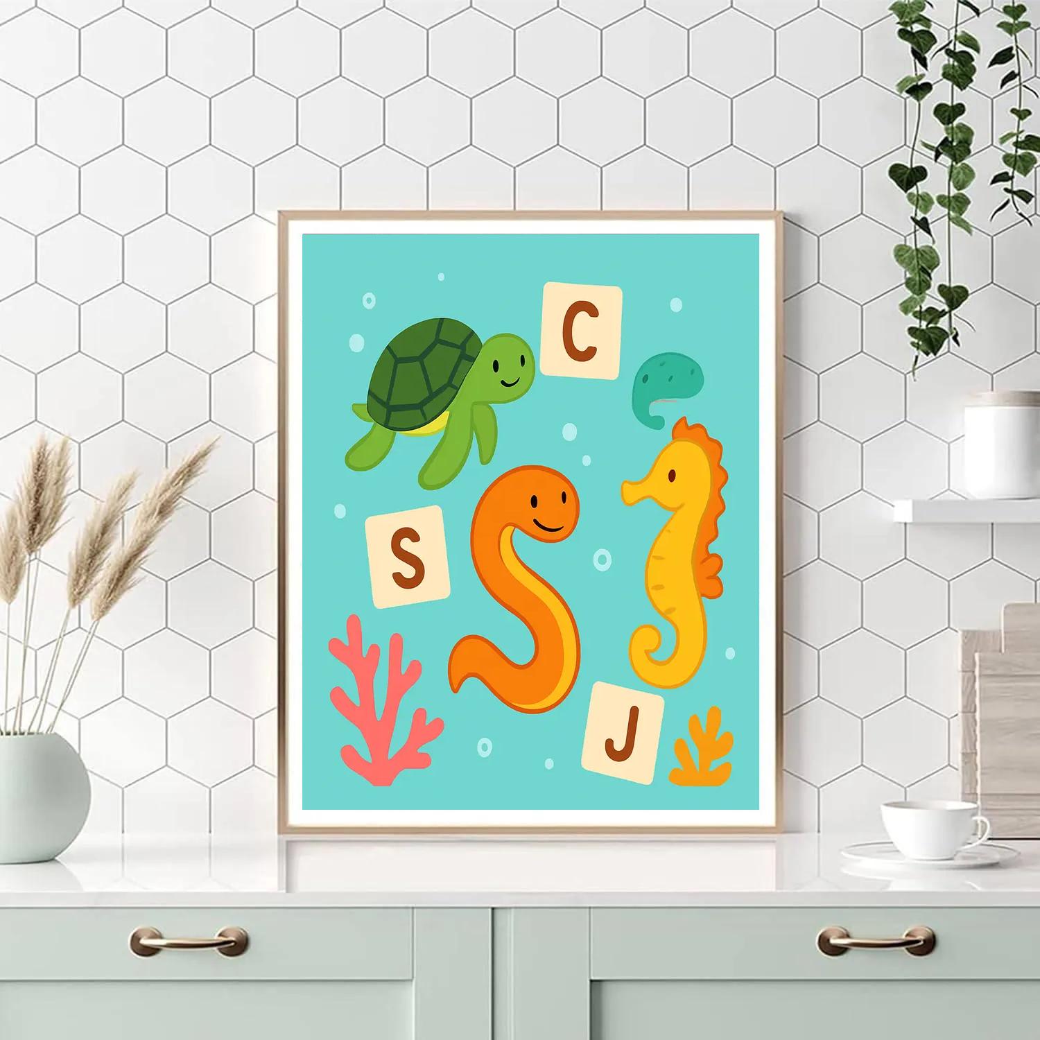 Coral Reef Alphabet Parade DIY paint by numbers