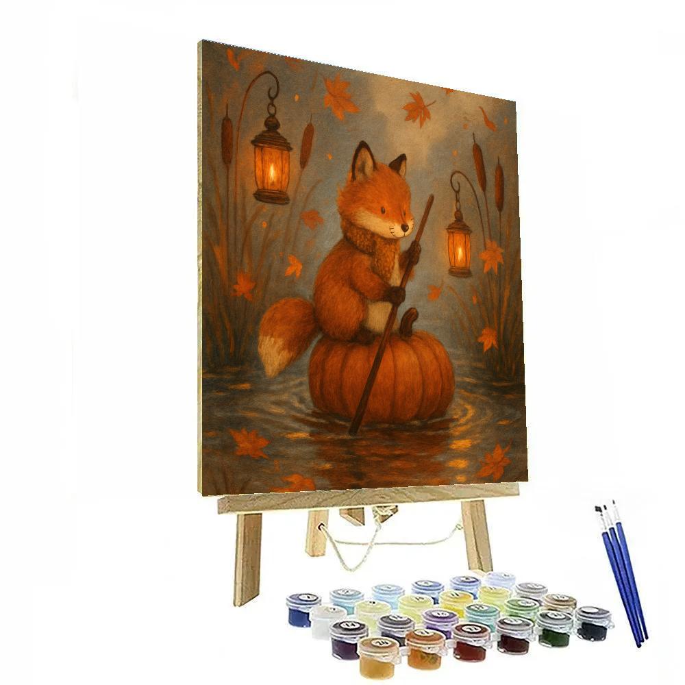 Lantern Fox And The Pumpkin Ferry Numbered painting kits