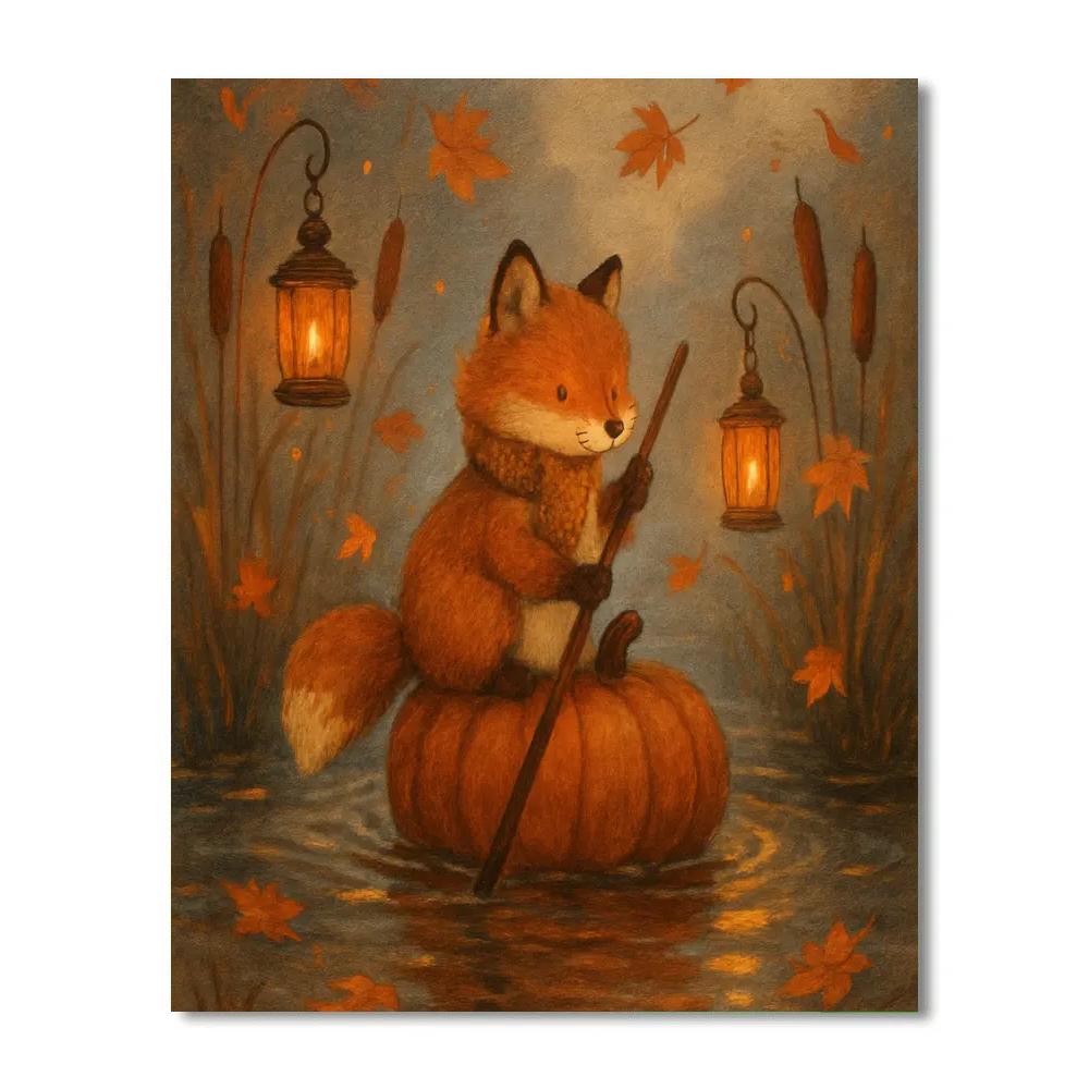 Lantern Fox And The Pumpkin Ferry Numbered painting kits