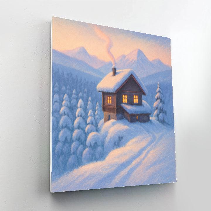 Sunrise Chalet Above The Pine Sea Number painting
