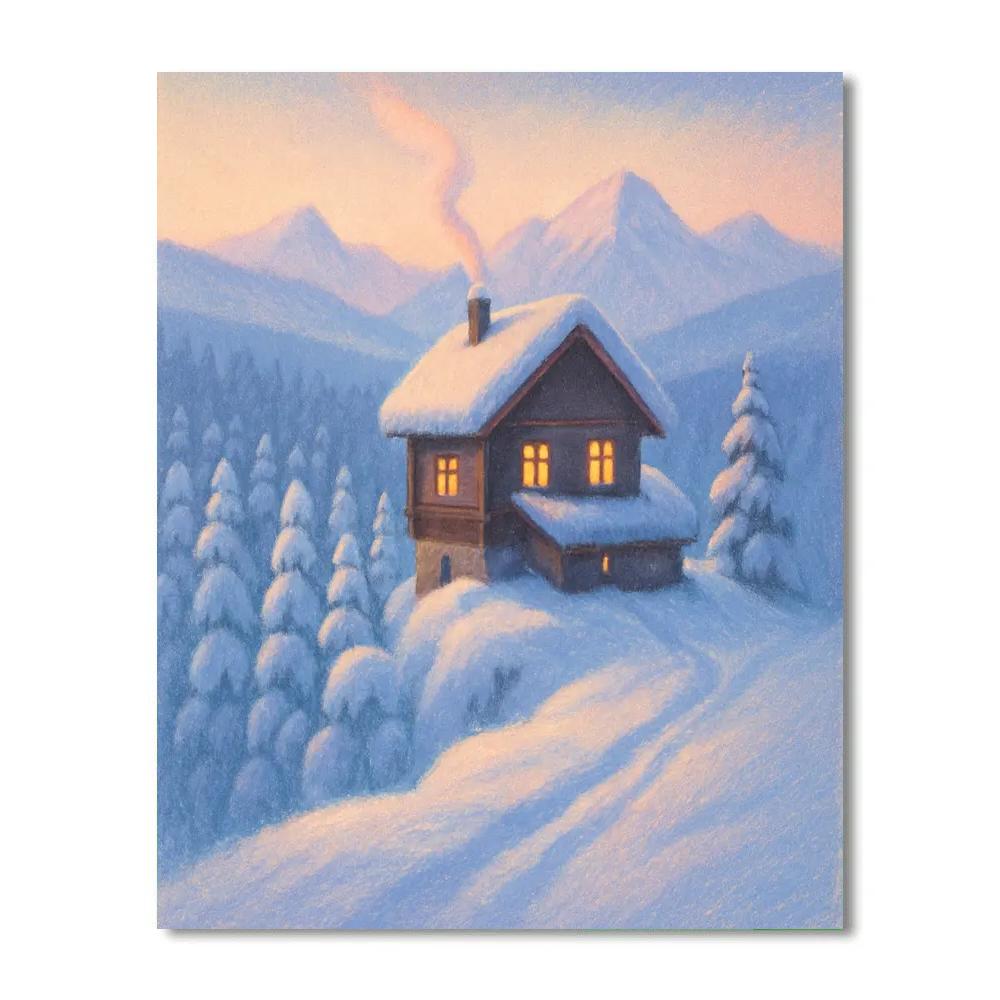 Sunrise Chalet Above The Pine Sea Number painting