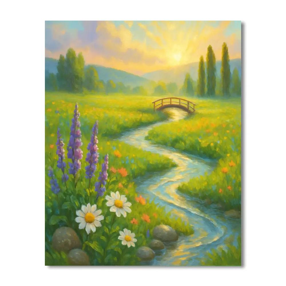 Sunrise Meadow After The Rainstorm Numbered painting kits