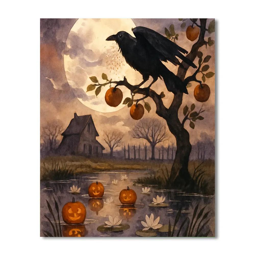 The Moon Orchard Over The Glassy Marsh paint by numbers