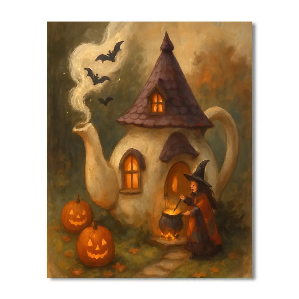 The Teapot Witches Cottage paint by number