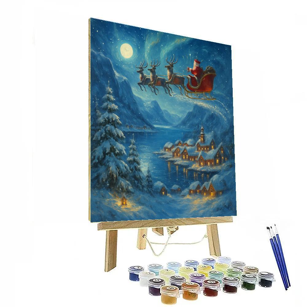 Starlit Sleigh Over Candlelit Fjord Painting by numbers kit
