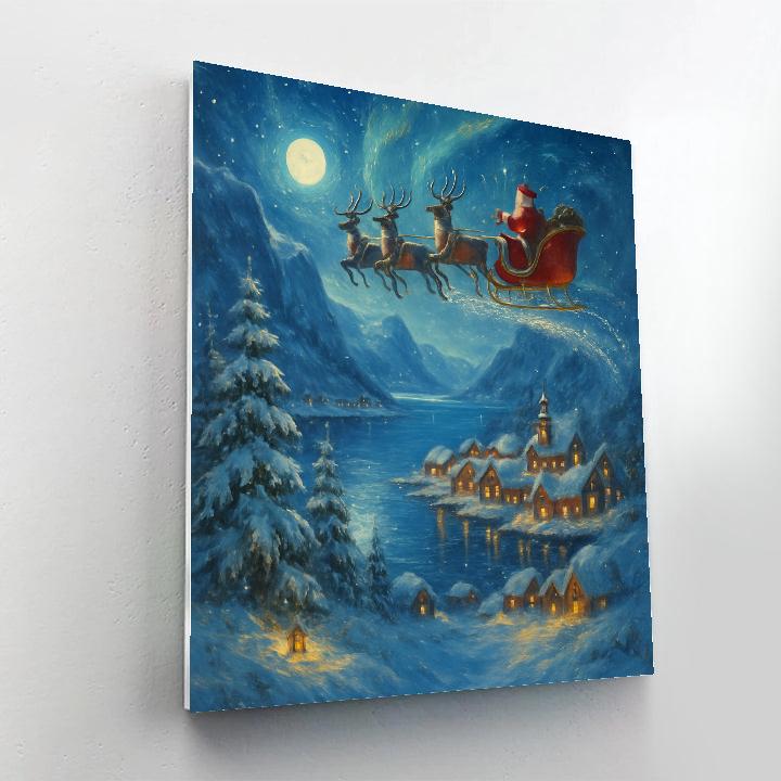 Starlit Sleigh Over Candlelit Fjord Painting by numbers kit