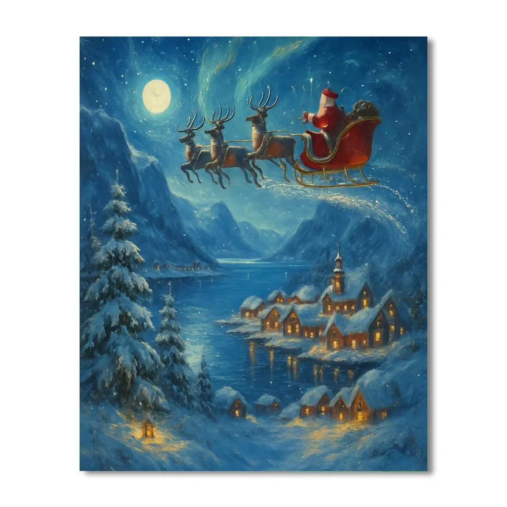 Starlit Sleigh Over Candlelit Fjord Painting by numbers kit