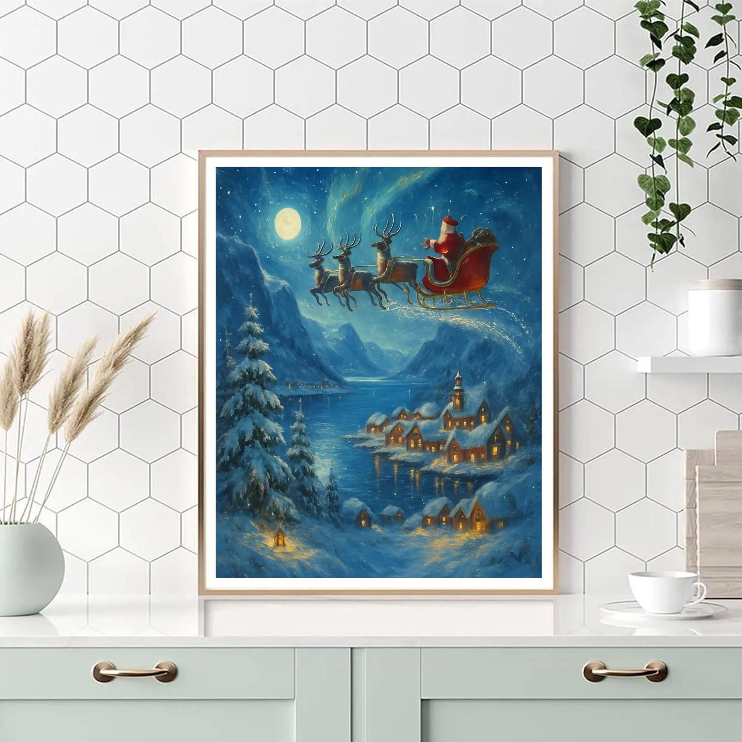 Starlit Sleigh Over Candlelit Fjord Painting by numbers kit
