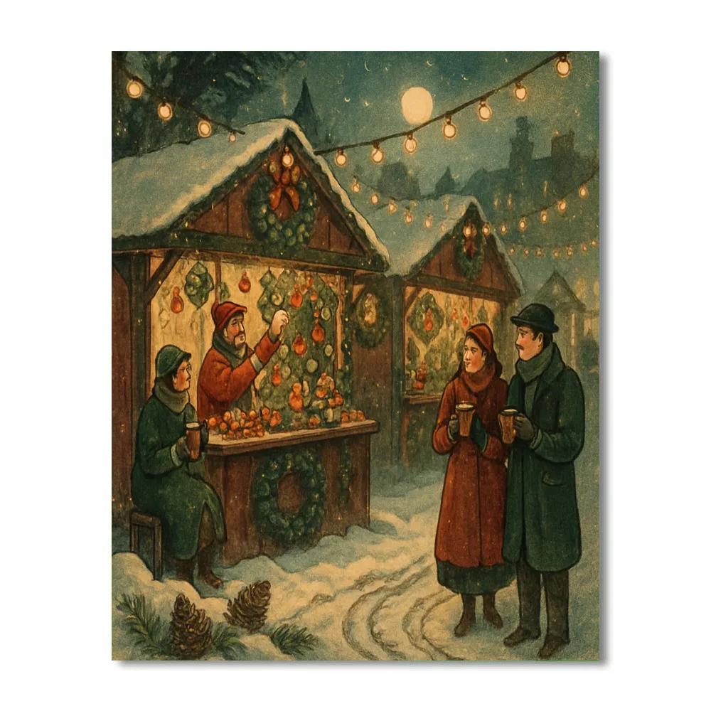 Midnight Market Of Snowy Lanterns paint by numbers