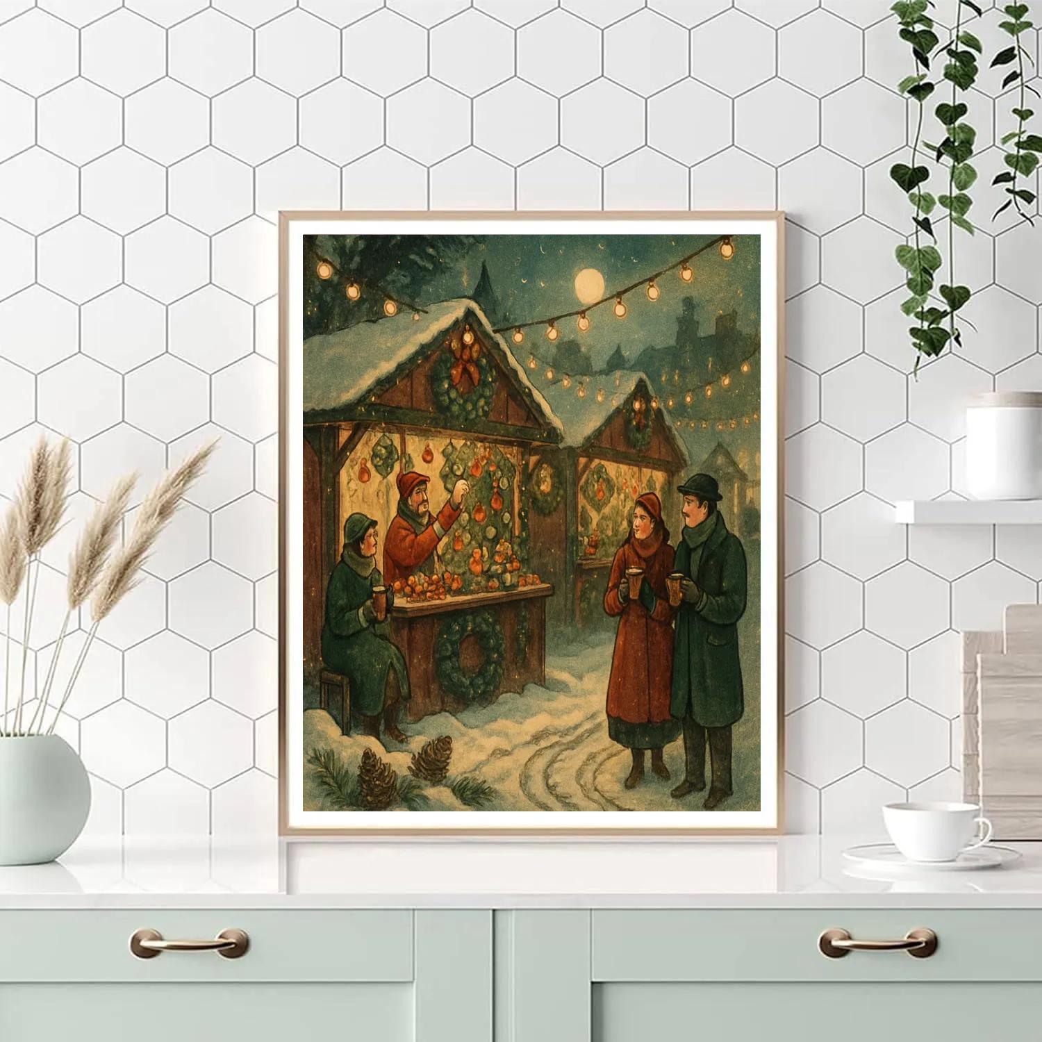 Midnight Market Of Snowy Lanterns paint by numbers