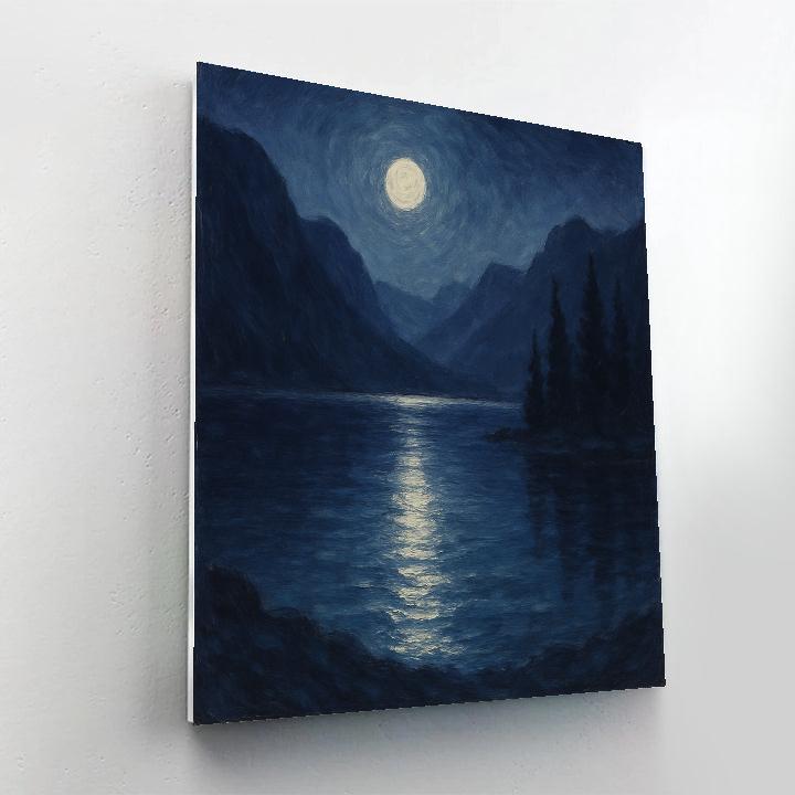 Moonlit Alpine Lake With Silver Path Reflection paint by numbers