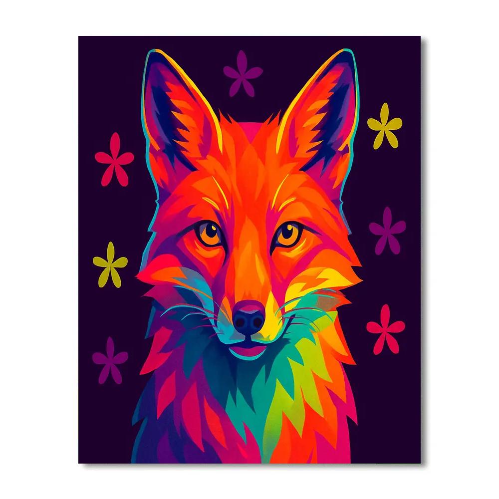 Neon Orchard Fox paint by numbers