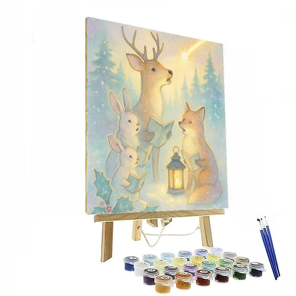 Forest Carolers Beneath Crystal Comet paint by number