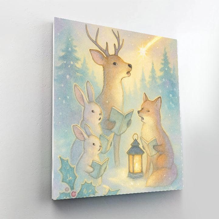 Forest Carolers Beneath Crystal Comet paint by number