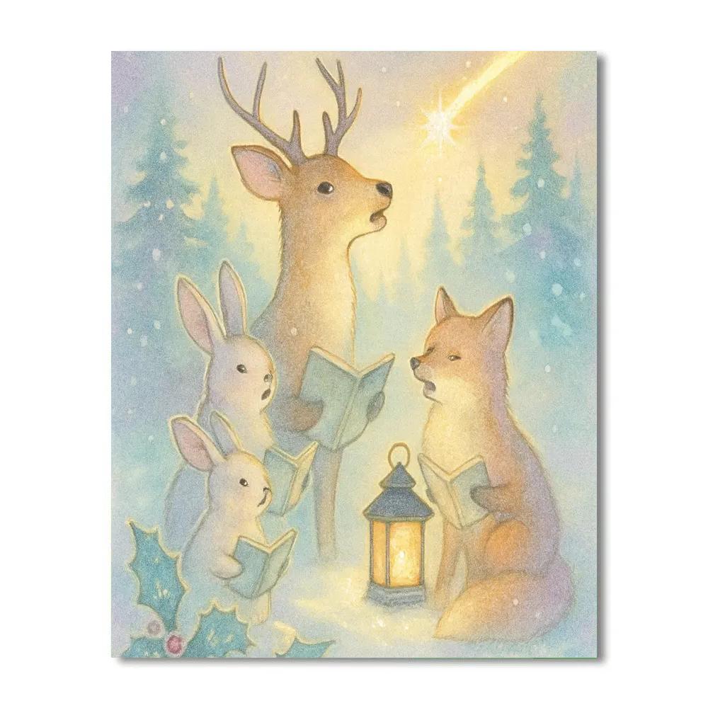 Forest Carolers Beneath Crystal Comet paint by number