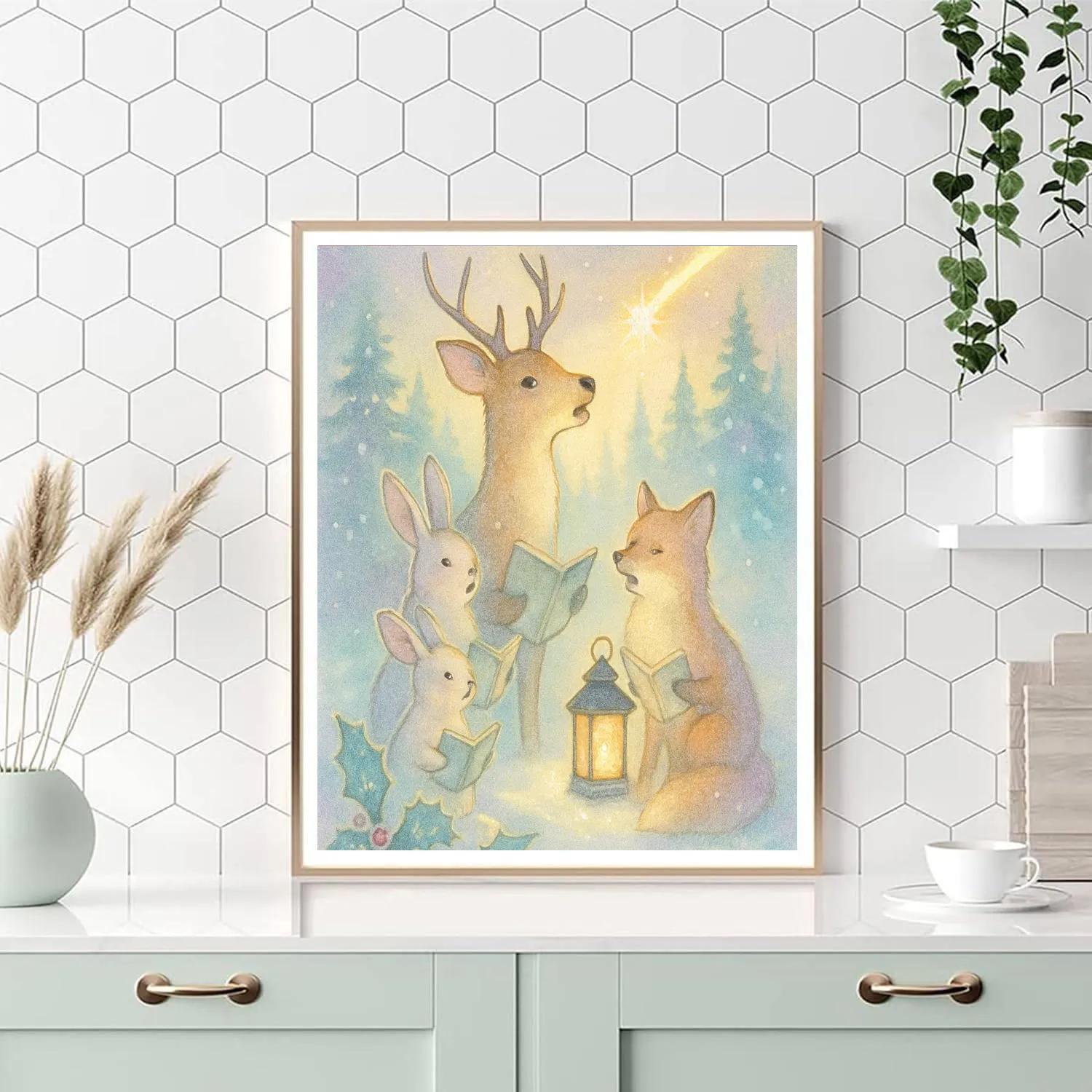 Forest Carolers Beneath Crystal Comet paint by number