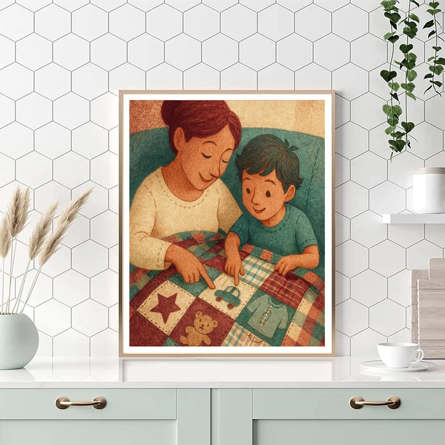 Stitched Blanket Memory Quilt Sharing Painting by numbers kit