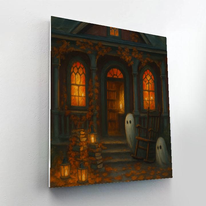 The Haunted Library Porch Lanterns Numbered painting kits