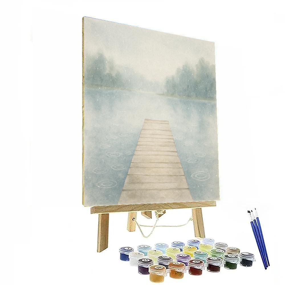 Rainy Lake Morning Under A Soft Gray Sky Numbered painting kits