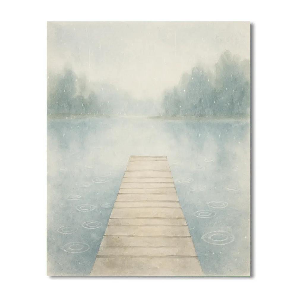 Rainy Lake Morning Under A Soft Gray Sky Numbered painting kits