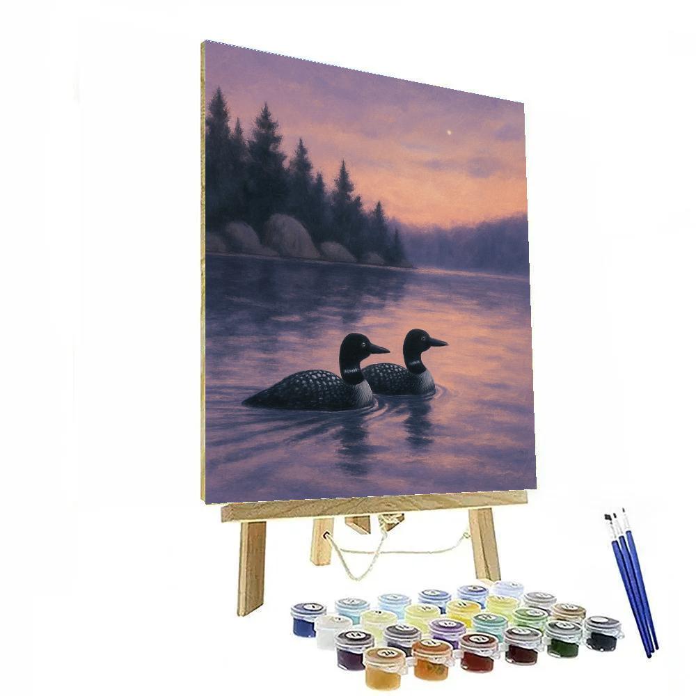 Lavender Dusk Over The Loons painting number kit