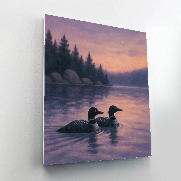 Lavender Dusk Over The Loons painting number kit