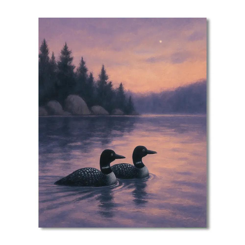 Lavender Dusk Over The Loons painting number kit