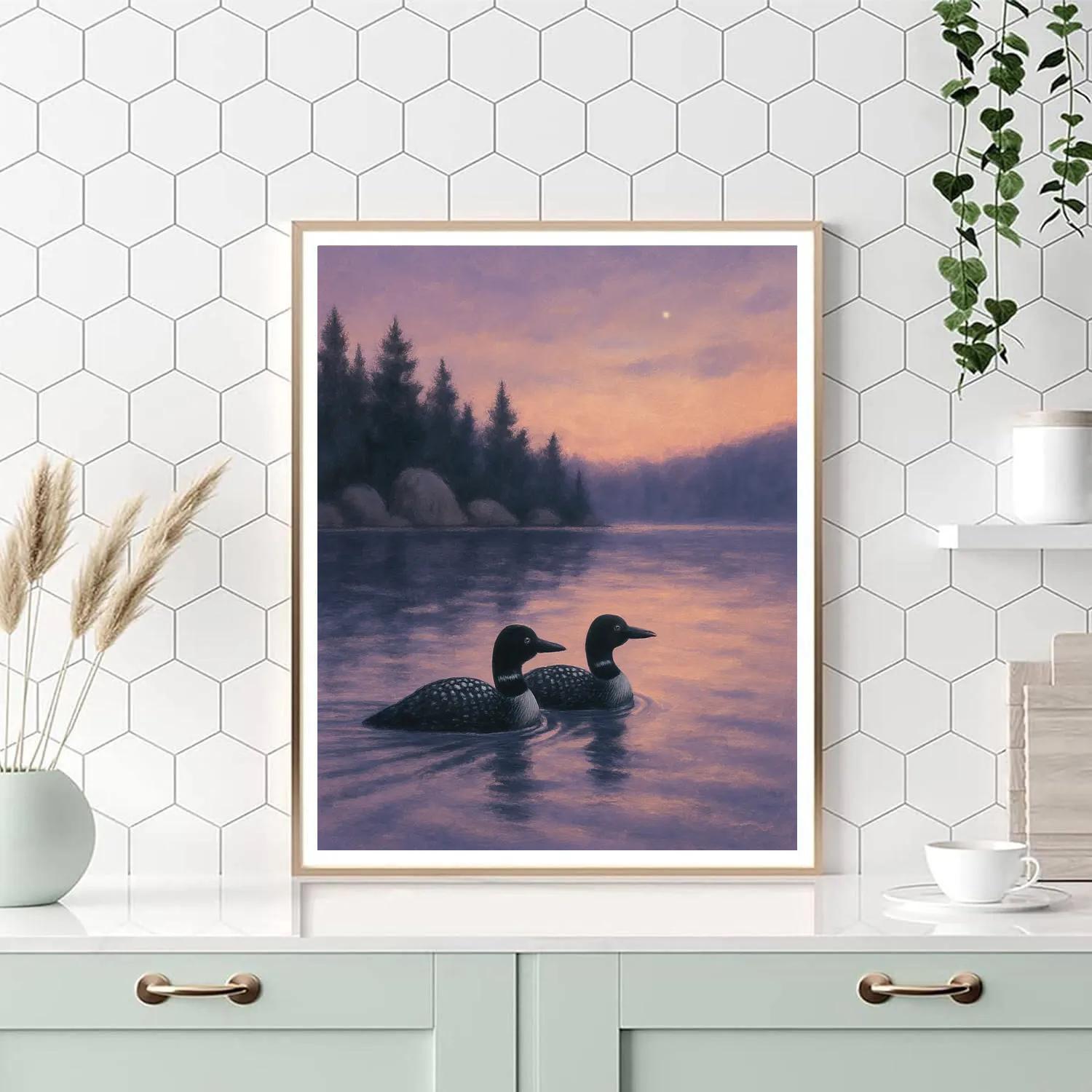 Lavender Dusk Over The Loons painting number kit