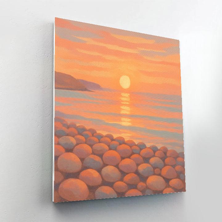 Sunrise Over Pebble Bay With Warm Pink Sky DIY paint by numbers
