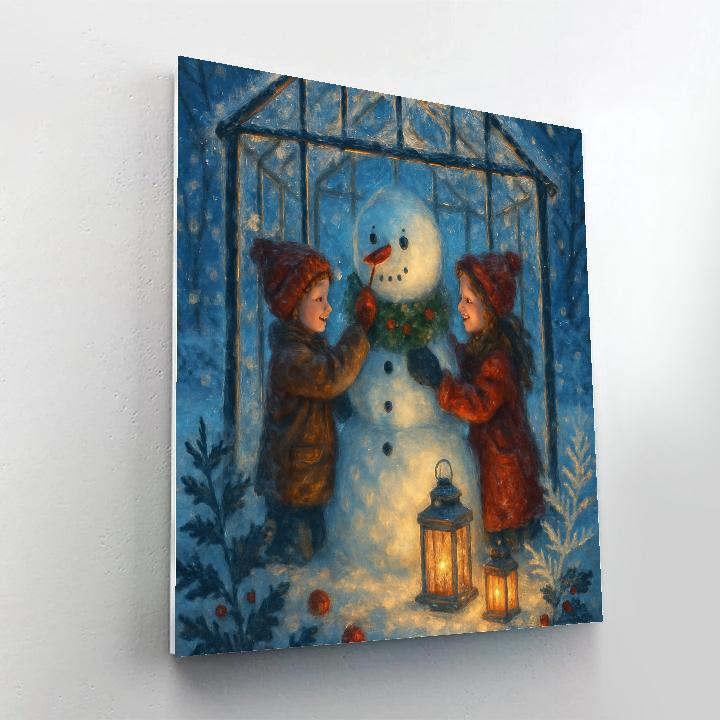 Snowman Workshop In A Glass Greenhouse Numbered painting kits