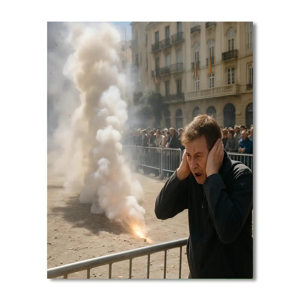 Fallas Valencia Mascleta Daytime Smoke Burst Painting by numbers kit