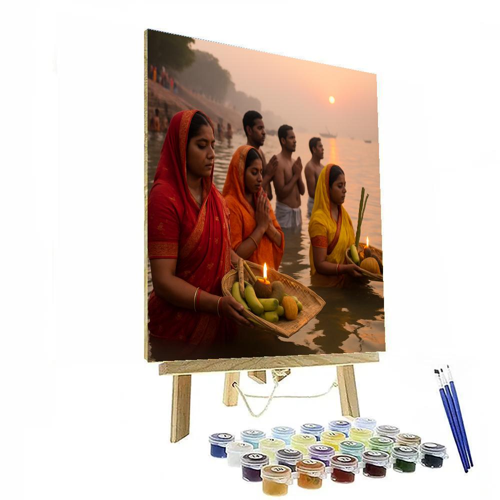 Chhath Puja Riverside Offerings Patna Dawn Paint by numbers art