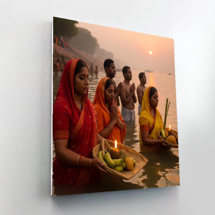 Chhath Puja Riverside Offerings Patna Dawn Paint by numbers art