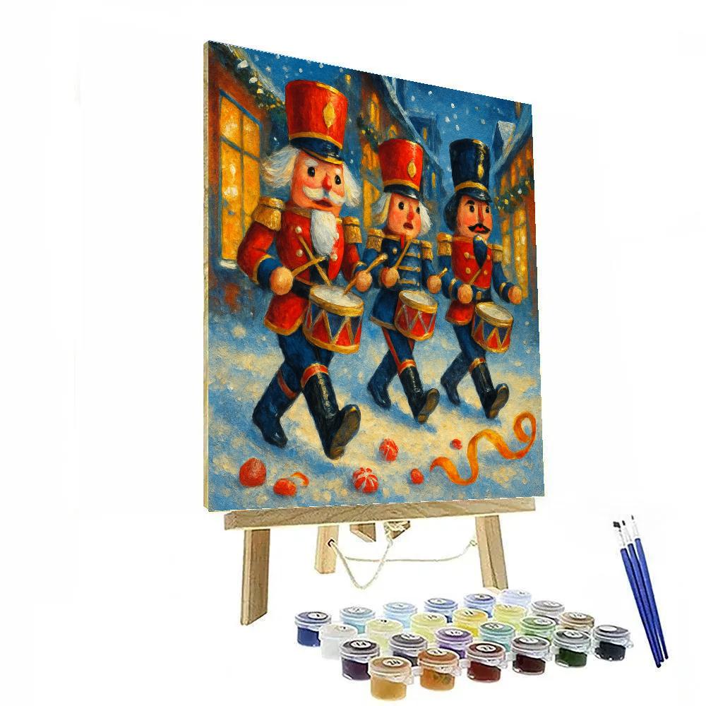 Nutcracker Parade Through Snowy Alley DIY paint by numbers