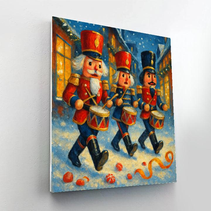 Nutcracker Parade Through Snowy Alley DIY paint by numbers