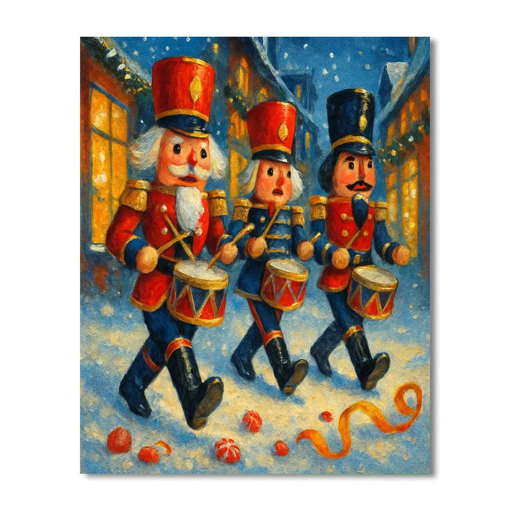 Nutcracker Parade Through Snowy Alley DIY paint by numbers