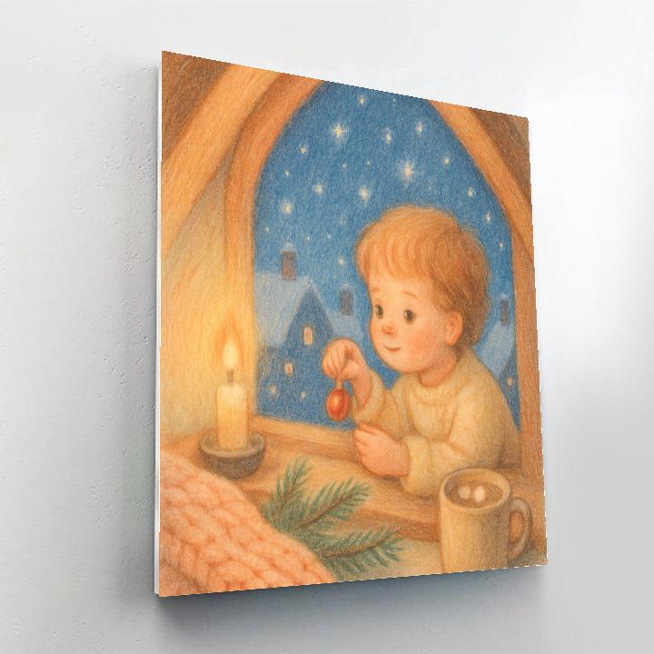 Cozy Attic Window With Falling Star Snow Numbered painting kits
