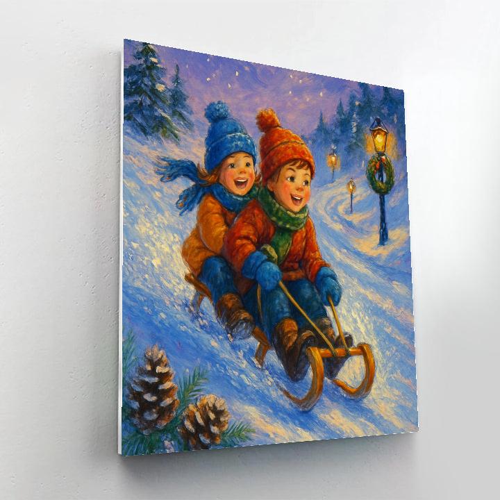 Sledding Trail Through Lantern Pines Paint by numbers kits