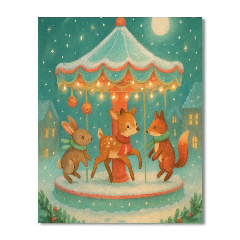 Frosted Carousel Of Woodland Spirits painting number kit