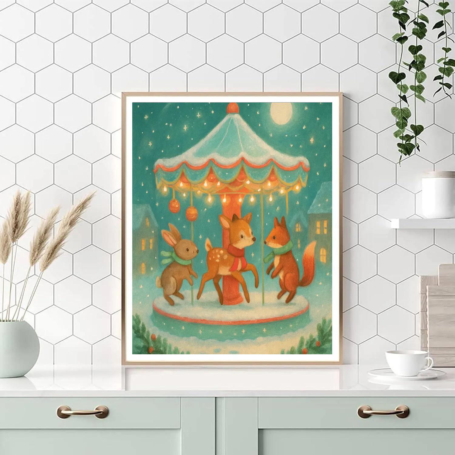 Frosted Carousel Of Woodland Spirits painting number kit