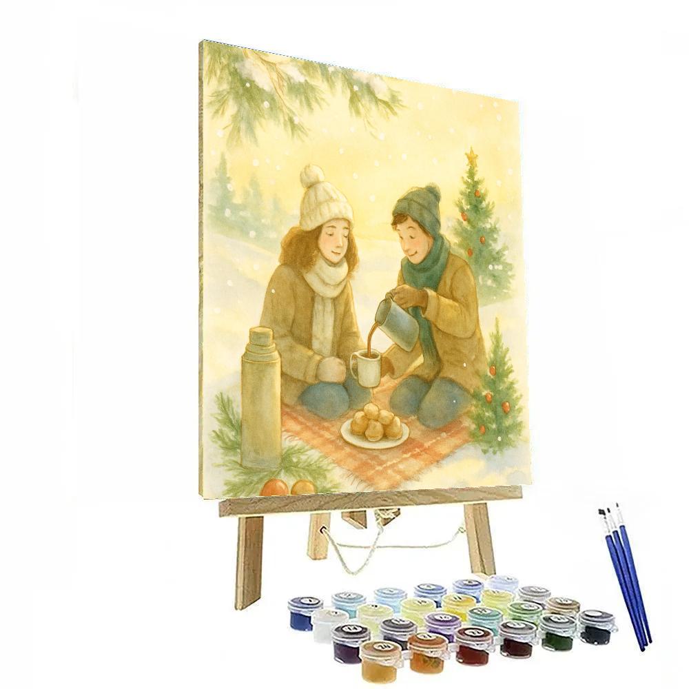 Winter Picnic Under Sunlit Snow Blossoms Paint by numbers kits