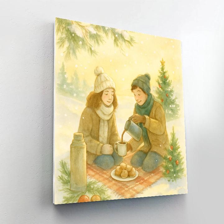 Winter Picnic Under Sunlit Snow Blossoms Paint by numbers kits