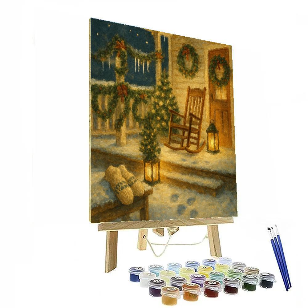 Fireside Porch With Icicle Chimes Numbered painting kits