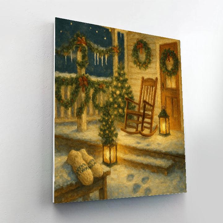 Fireside Porch With Icicle Chimes Numbered painting kits
