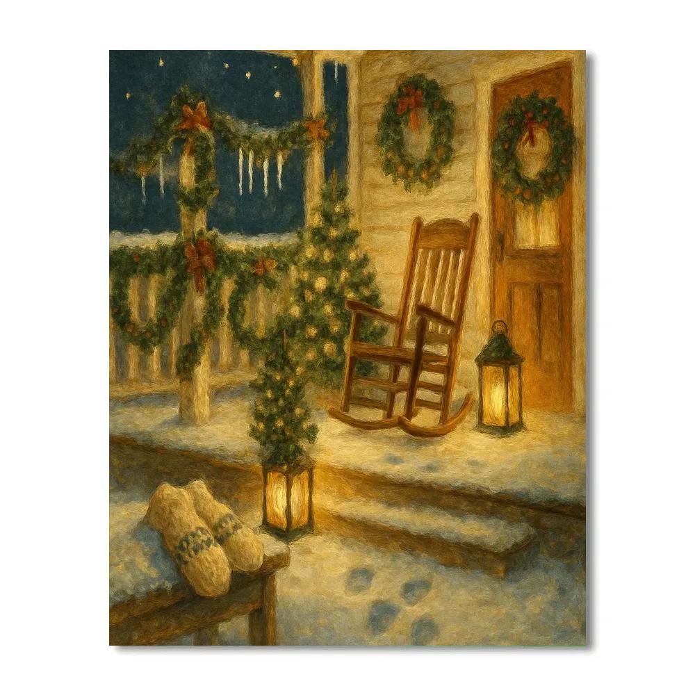 Fireside Porch With Icicle Chimes Numbered painting kits