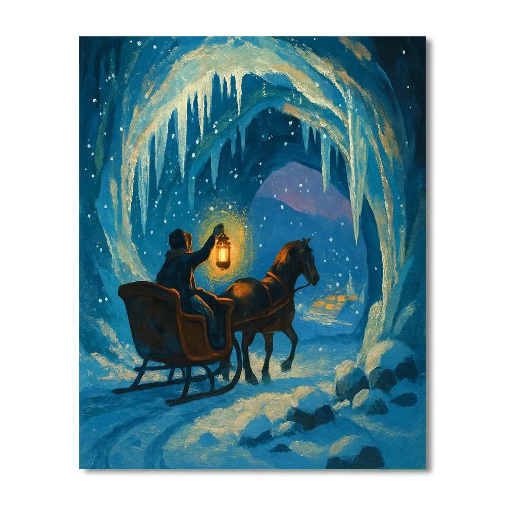 Sleigh Ride Through Crystal Cave Entrance Painting by numbers kit