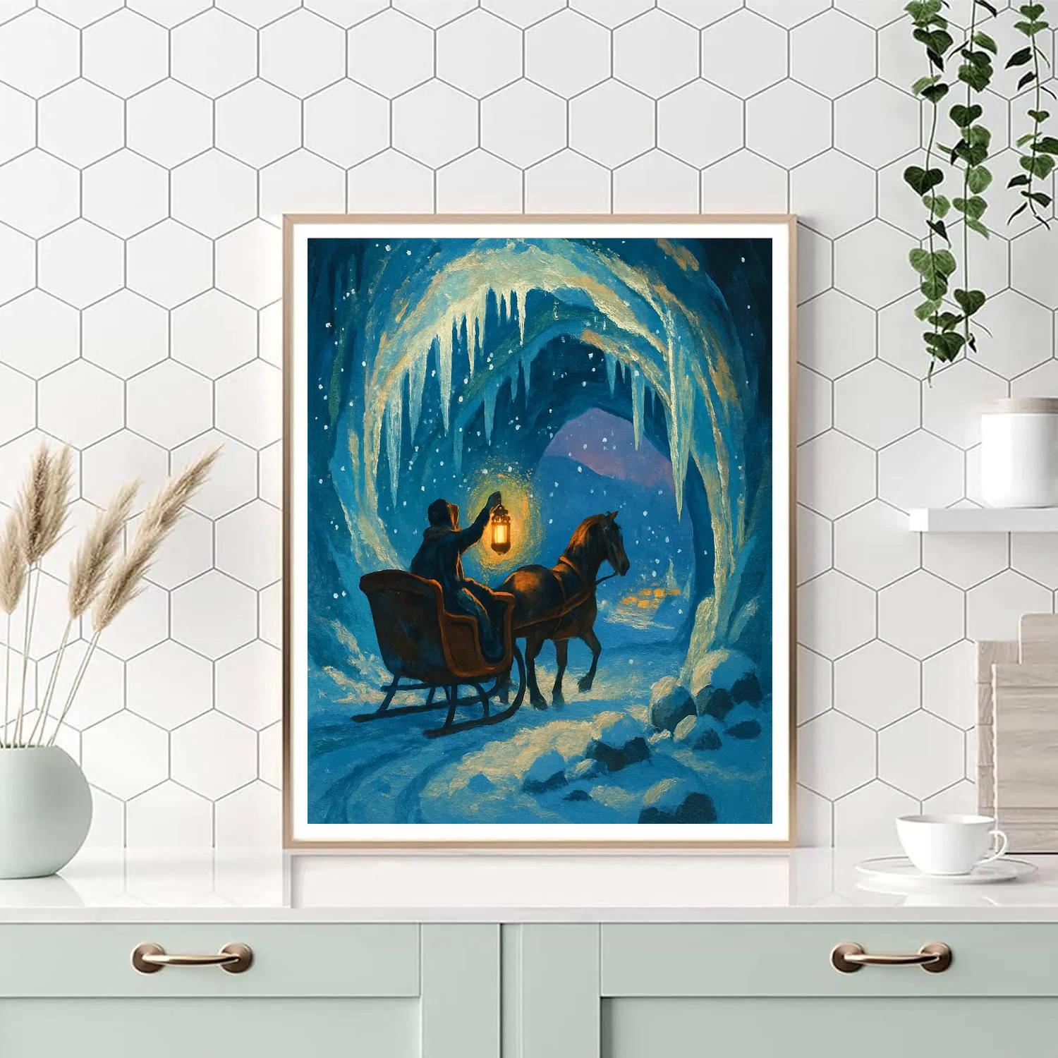 Sleigh Ride Through Crystal Cave Entrance Painting by numbers kit