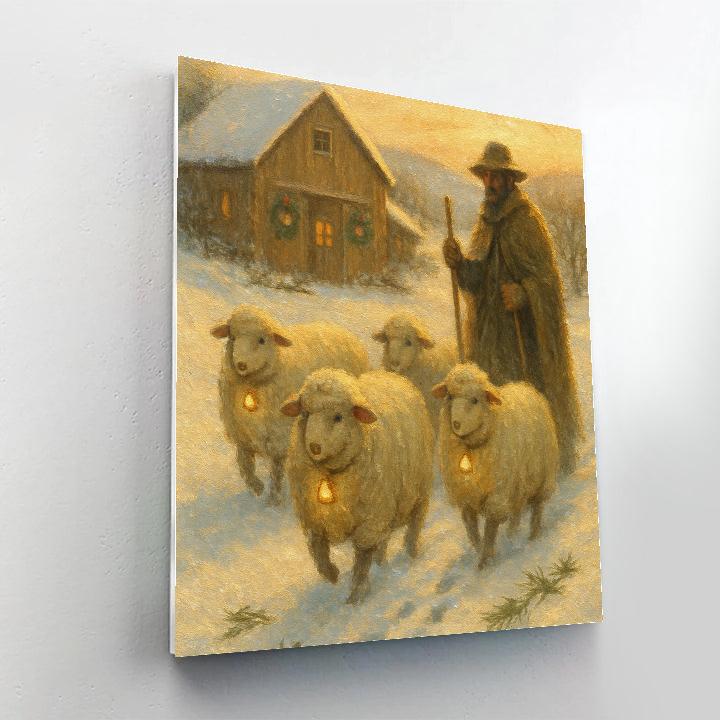 Winter Herding Of Cloudlike Sheep With Bells painting number kit