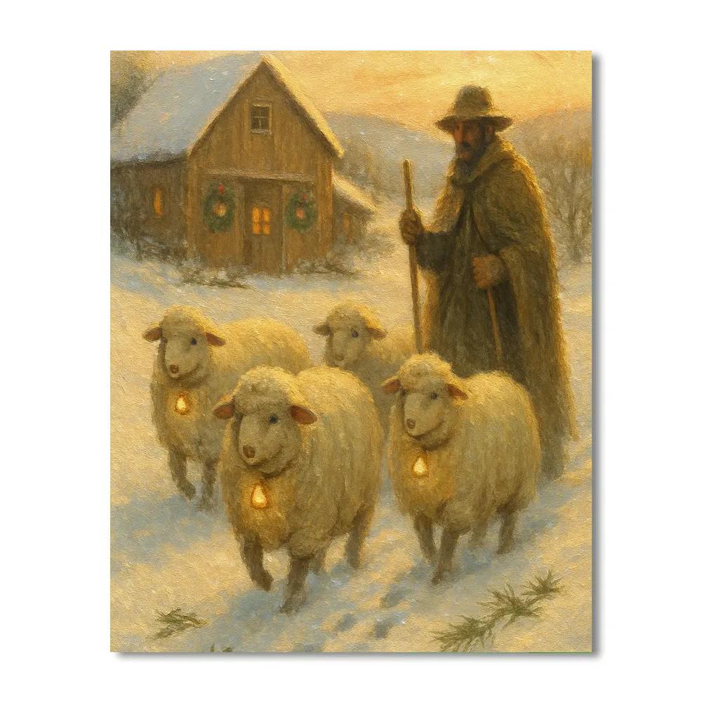 Winter Herding Of Cloudlike Sheep With Bells painting number kit