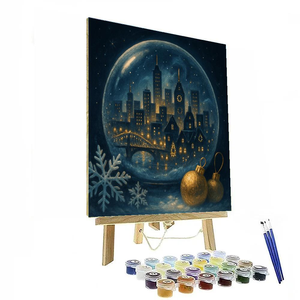 Snow Globe City Skyline With Magic Mist Numbered painting kits